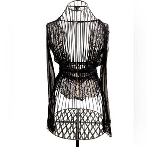 Elegant Black Lace Women Top Size M